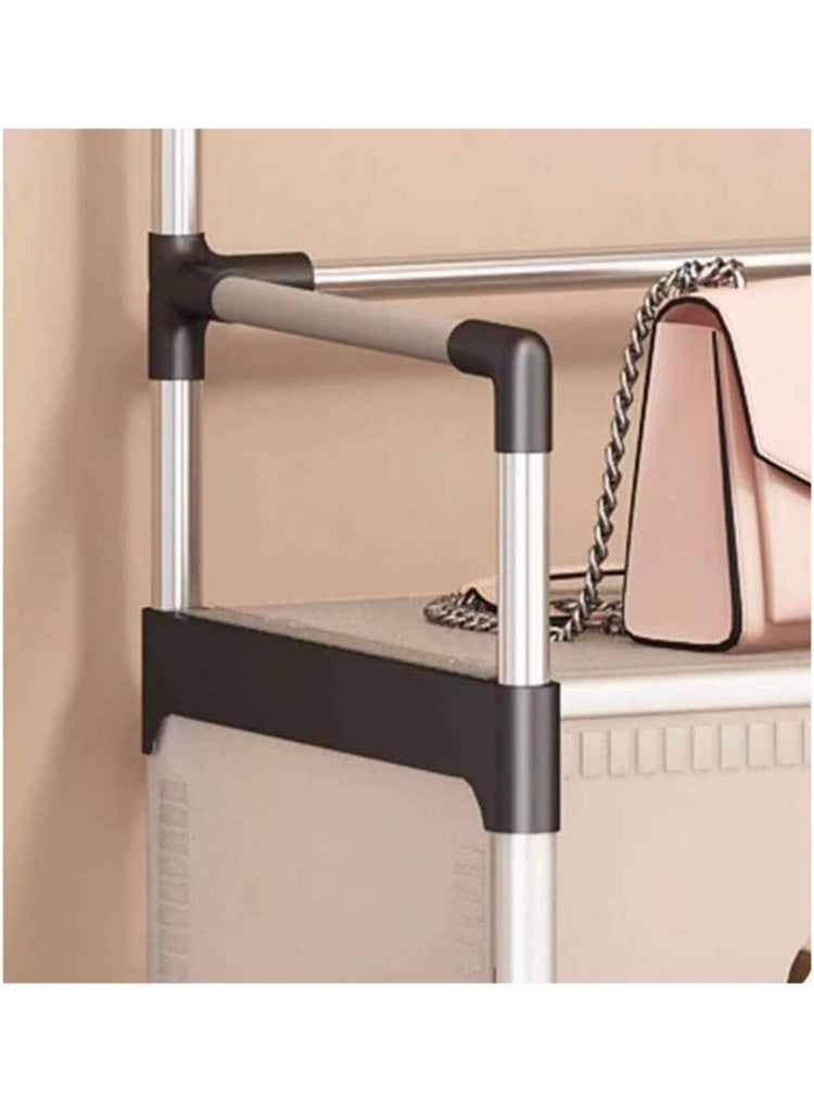 رف معدني للمعاطف والأحذية - منظم تخزين كبير للمدخل مع مساحة لتعليق المعاطف والسترات والحقائب، ورف أحذية من 5 طبقات للأحذية والأحذية الطويلة والشباشب، حل تخزين منزلي عملي وأنيق - Image 2